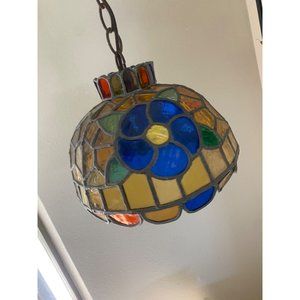 Vintage stainglass flower hanging pendant light